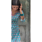 Amer Aasmani Embroidery Kurta-XL