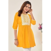 Glomee - Yellow Viscose Women's Tunic ( Pack of 1 ) - None