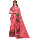 LEELAVATI - Pink Crepe Saree With Blouse Piece ( Pack of 1 ) - Pink