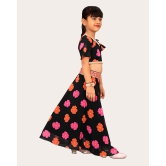 Kids Lehenga Choli in Georgette with Intricate Embroidery and Vibrant Flower Patterns-Black / 6 Years-7 Years