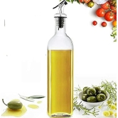 Oil Dispenser Bottle Vinegar Bottle 1000ml Glass Bottle for Cooking Lead for Kitchen pack of 2