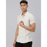 Men Beige Hemp Casual Half Sleeve Shirt