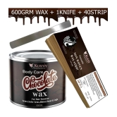 KURAIY Chocolate Wax for Smooth Hair Removal 600gm chocolate extracts+40 Wax Strips +1 Steel Knife