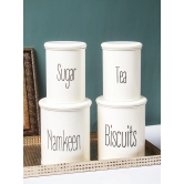 Tea & Sugar Jar (Each 900 Ml) +  Biscuits & Namkeen Jar (Each 1700 Ml) - White, Set Of 4