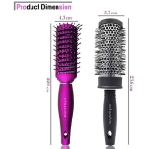 Majestique 2Pcs Professional Round Brush For Blow Drying And Vent Blow Brush Medium (Purple/ Black)