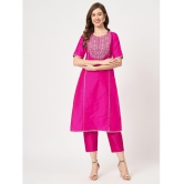 Pannkh - Pink Art Silk Womens A-line Kurti ( Pack of 1 ) - None