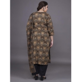 Tissu Cotton Printed Kurti With Palazzo Womens Stitched Salwar Suit - Brown ( Pack of 1 ) - None