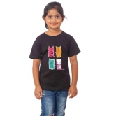 Girls Cotton Cat Half Sleeve TShirt (Black) PID41468