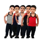 HAP KINGS BOYS Grey, Blue, Red, Black & White RIB VEST Pack of 5 - None