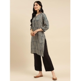 Rangita Women Rayon Navy Bagru Printed Knee Length Straight Kurti - XL, Navy