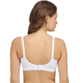 Womens Super Fit White Full Coverage Everyday Plus Size T-Shirt Non Padded Seamless Bra Free Transparent Strap-44 / E / White