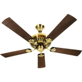 Usha Fontana Maple 1250mm Ceiling Fan with Decorative Lights (Antique Brass), Black