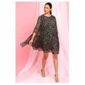 Janasya Poly Georgette Green Fit And Flare Dress - XS