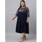 Janasya Crepe Printed Nayra Womens Kurti - Navy Blue ( Pack of 1 ) - None