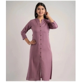 MAUKA - Purple Rayon Womens Front Slit Kurti ( Pack of 1 ) - None