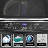 Godrej 7.5 Kg 5 Star Zero Pressure Technology Fully-Automatic Top Load Washing Machine (WTEON MGNS 75 5.0 FDTN MTBK, Metallic Black, With Toughened Glass Lid)