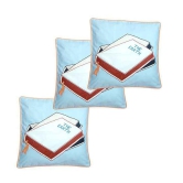 Hugs'n'Rugs Blue Cotton Cushion Covers - Set Of 3