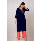 Kapadia - Navy Blue Rayon Womens Straight Kurti ( Pack of 1 ) - None