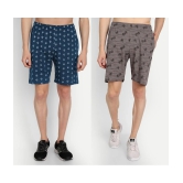 Zeffit - Multicolor Cotton Blend Mens Shorts ( Pack of 2 ) - None