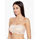 Women’s/Girl’s Lace Net Tube Bra Strapless Padded Seamless Hook Closure Bra - Beige