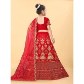 Apnisha - Red Velvet Girls Lehenga Choli Set ( Pack of 1 ) - None