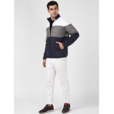 UrbanMark Men Navy Regular Fit Color Block Puffer Jacket - None