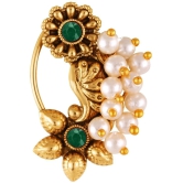 Vivastri Premium &  CZ Pearl Studded Gold Plated Evergreen Nath For Women & Girls-VIVA1180NTH-CMB - Multi Color