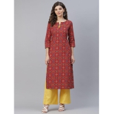 Antaran - Red Cotton Women''s Straight Kurti ( Pack of 1 ) - None