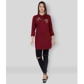 JC4U - Red Rayon Womens Straight Kurti - L