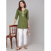 Antaran Cotton Printed Straight Womens Kurti - Green ( Pack of 1 ) - None