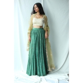 Beige And Green Floral Lehenga