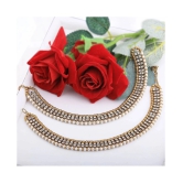 SILVER SHINE Traditional Golden White Diamond And Pearl Anklet For Women And Girl. - Multi Color