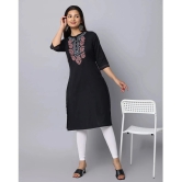 Alena Cotton Embroidered Straight Womens Kurti - Black ( Pack of 1 ) - None