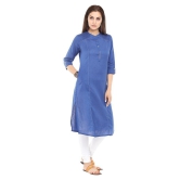 Alena - Blue Cotton Women''s Straight Kurti - S