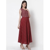 Kbz Cotton Maroon Fit And Flare Dress - Single - M