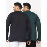 YHA Cotton Blend Regular Fit Solid Full Sleeves Mens T-Shirt - Black ( Pack of 2 ) - None