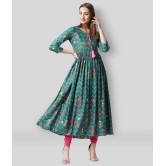 Tissu - Green Rayon Womens Anarkali Kurti ( Pack of 1 ) - M