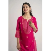 MAUKA - Pink Rayon Womens Straight Kurti ( Pack of 1 ) - None