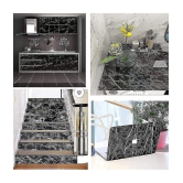 GEEO Black marble design for kitchen foil wallpaper, Wall Sticker ( 200 x 60 cms )