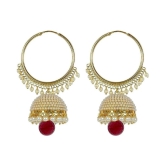 YouBella Jewellery Traditional Gold Plated Fancy Party Wear Jhumka / Jhumki Earrings for Girls and Women (RED) - Golden