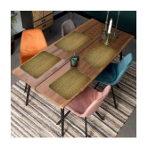 bulfyss PVC Textured Rectangle Table Mats ( 42 cm x 26 cm ) Pack of 6 - Green - Green