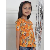 MINI & MING Girls Floral Printed Puff Sleeves Regular Top