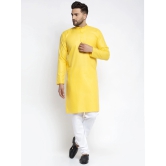 Jompers Mens Lemon Cotton Solid Kurta Only-L / Yellow