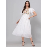 JC4U Crepe Embroidered Midi Womens Fit & Flare Dress - White ( Pack of 1 ) - None