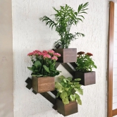 BARISH - Wall Mounted Planter - Diamond | Handcrafted with Rubberwood | Indoor Planter Frame with Stand 25 x 25 x 6 Inches