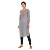 Karigari - Grey Cotton Women's Straight Kurti ( Pack of 1 ) - S