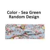 FOK 2 Pc Flower Printed Twist Knotted Yoga Sport Head Wrap Hairband Women and Girls - Sea Green - Green