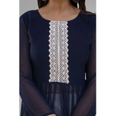 Parastri Georgette Embroidered Nayra Womens Kurti - Blue ( Pack of 1 ) - None