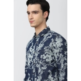 Men Navy Slim Fit Print Full Sleeves Casual Shirt