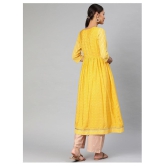 Alena - Yellow Chanderi Womens Angrakha Kurti - M